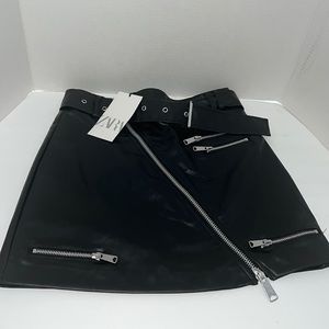NWT Zara Faux biker skirt